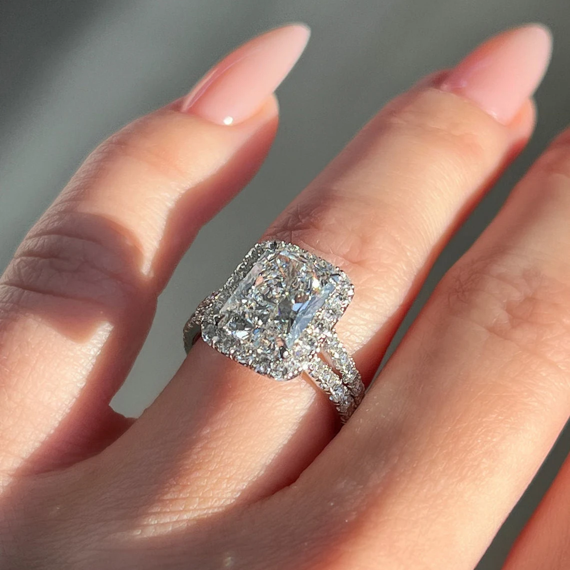 Custom 3ct Radiant Lab Grown Cultivated Diamond Wedding Ring S925 10K 14K 18K Gold Fine Jewelry Hola Engagement Moissanite Ring