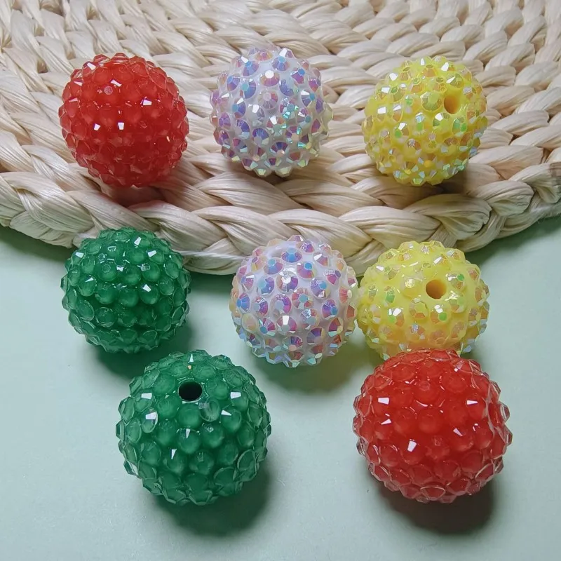 Colorful Acrylic Resin Beads Rhinestone Beaded Ball for Pen Jewelry Necklace Bracelet DIY Making Ornaments