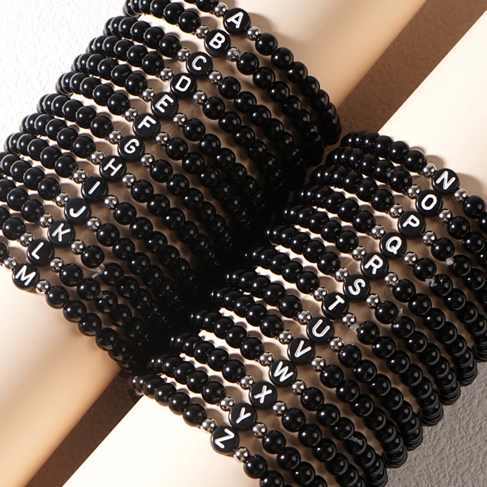 Go2BoHo Letter A-Z Charm Accessories Beaded Bracelet Men/Women Fashion Jewelry Boho Acrylic Bracelets New In 2024