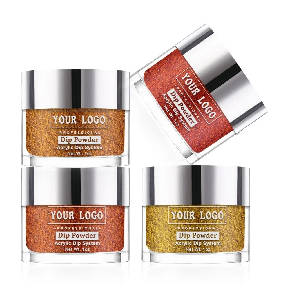 Custom Color High Quality Natural Glitter Dipping Powder 3 in 1 Acrylic Dipping Powder 2oz Set