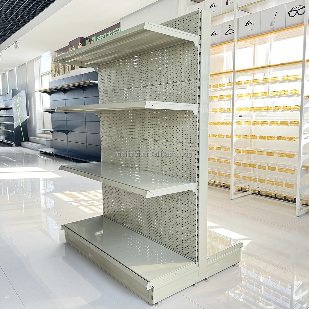 Double-sided Perforated Back Panel Grocery Shelves Supermarket Equipment