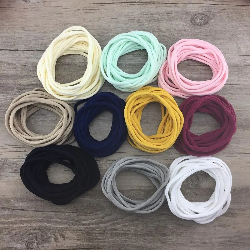 500 pcs 34 Solid Color Nylon Elastic Headbands Super Soft Stretchy Nylon Headbands one size fits most