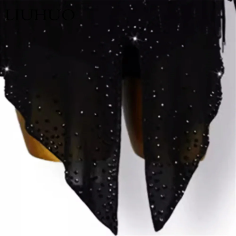 LUHUO Superior Fashion Sleeveless Latin Dance Skating Dress Rumba Skirt One Piece Stage Costume