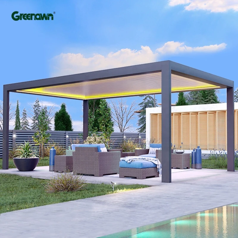 Waterproof Motorised Electric Pergola System Gazebo With Louvered Roof