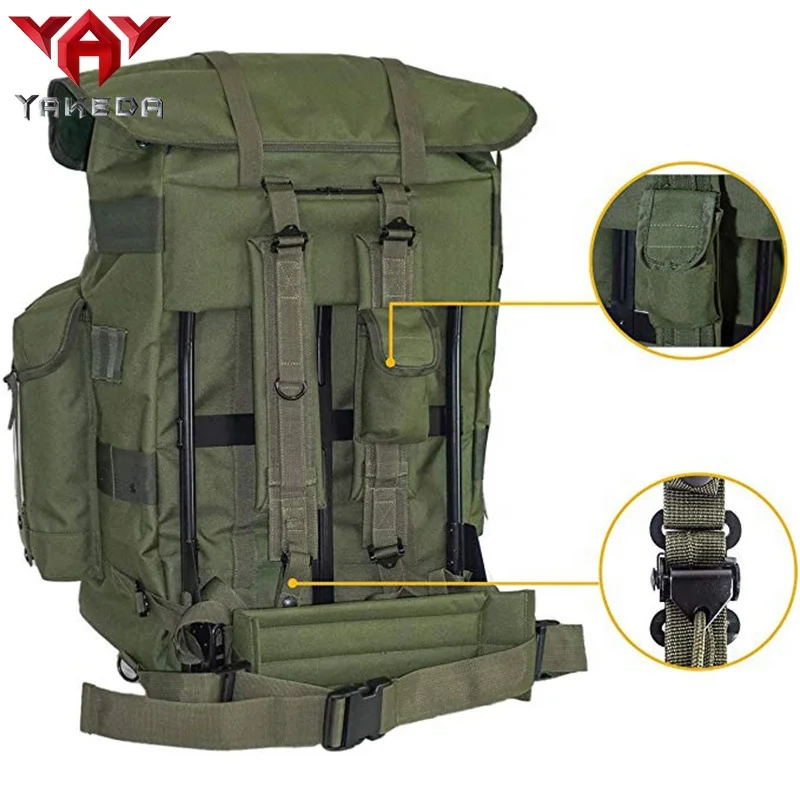 Yakeda hiking camping outdoor heavy duty Rucksack Alice tactical backpack bag with metal iron external frame