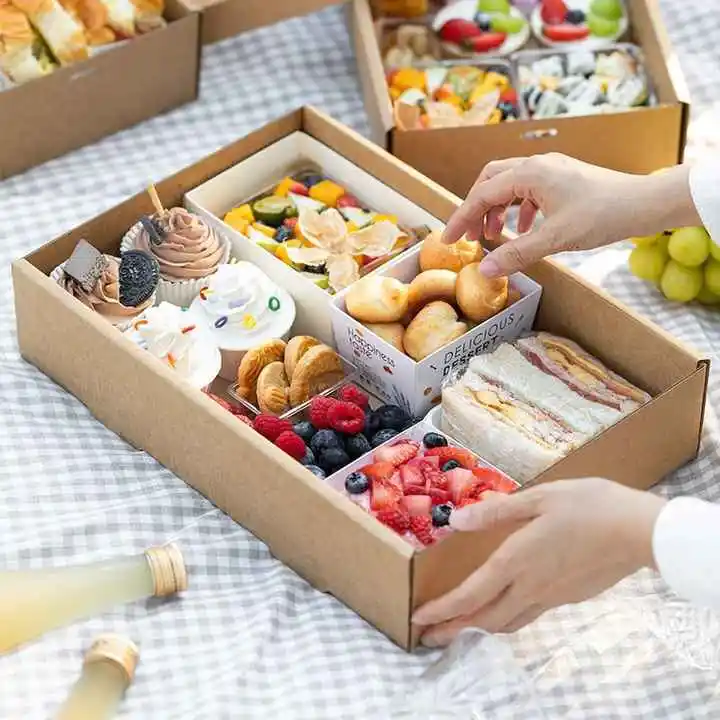 custom logo biodegradable food grade kraft paper boxes takeout chicken food packaging boxes for small business