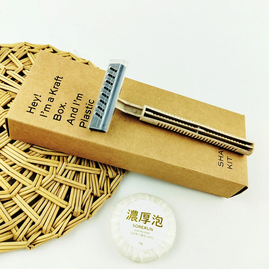 Wholesale Eco-friendly Biodegradable Disposable Shaving Razor with 10g shaving soap