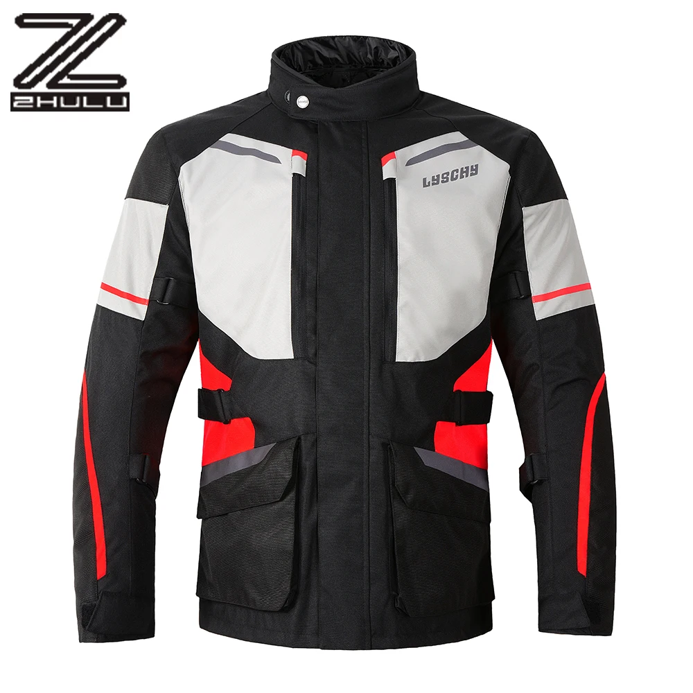 Customized New Design Waterproof Adventure Motorcycle Riding Suit Gray Red Protection Motocross Armor Jackets For Men