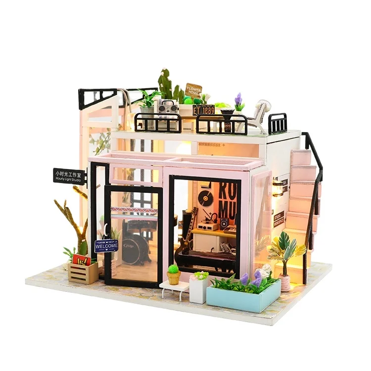 Hongda M903 Houguang Studio Mini Dollhouse Miniature Doll House Wooden Diy Kit for Girls