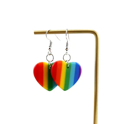 New Arrival Top Selling Good Quality Fashion Personality Rainbow Color Heart Five-pointed Star Resin Jewelry Earrings Trendy