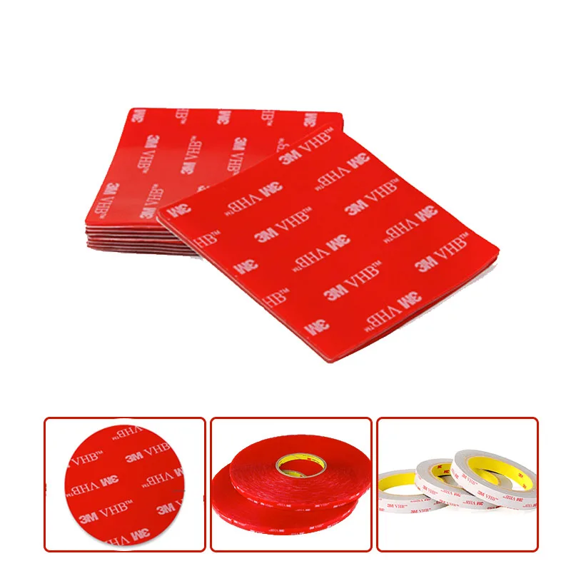 Custom shape size 1.0mm 0.5mm double sided tape clear transparent 4910 vhb square round tape pad