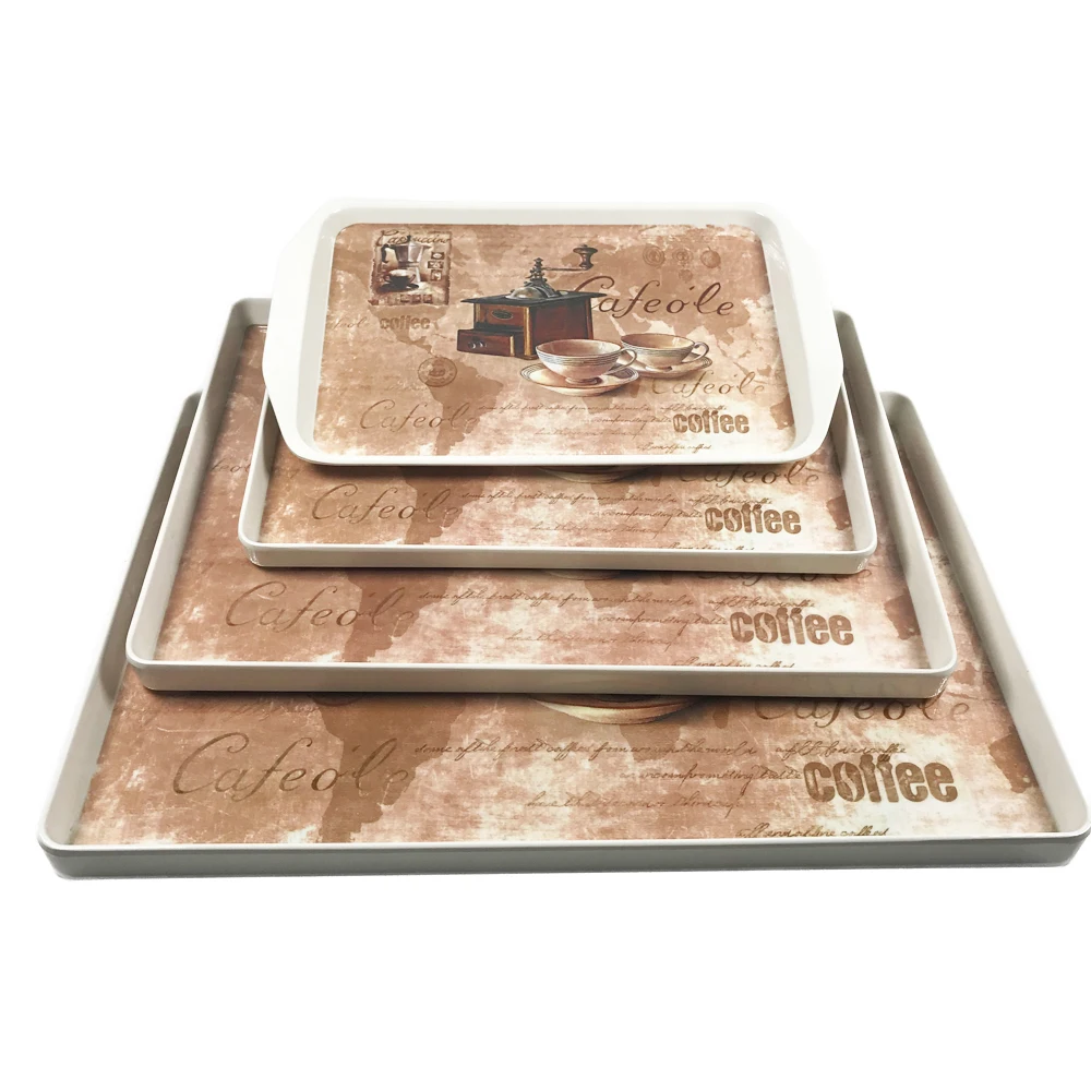 
Modern Style Custom Print Rectangular Hot Sale Melamine Serving Tray 