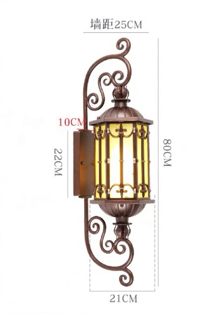 Large European classic outdoor LED wall lamp Ip65 waterproof outdoor home garden hotel corridor wall lamp