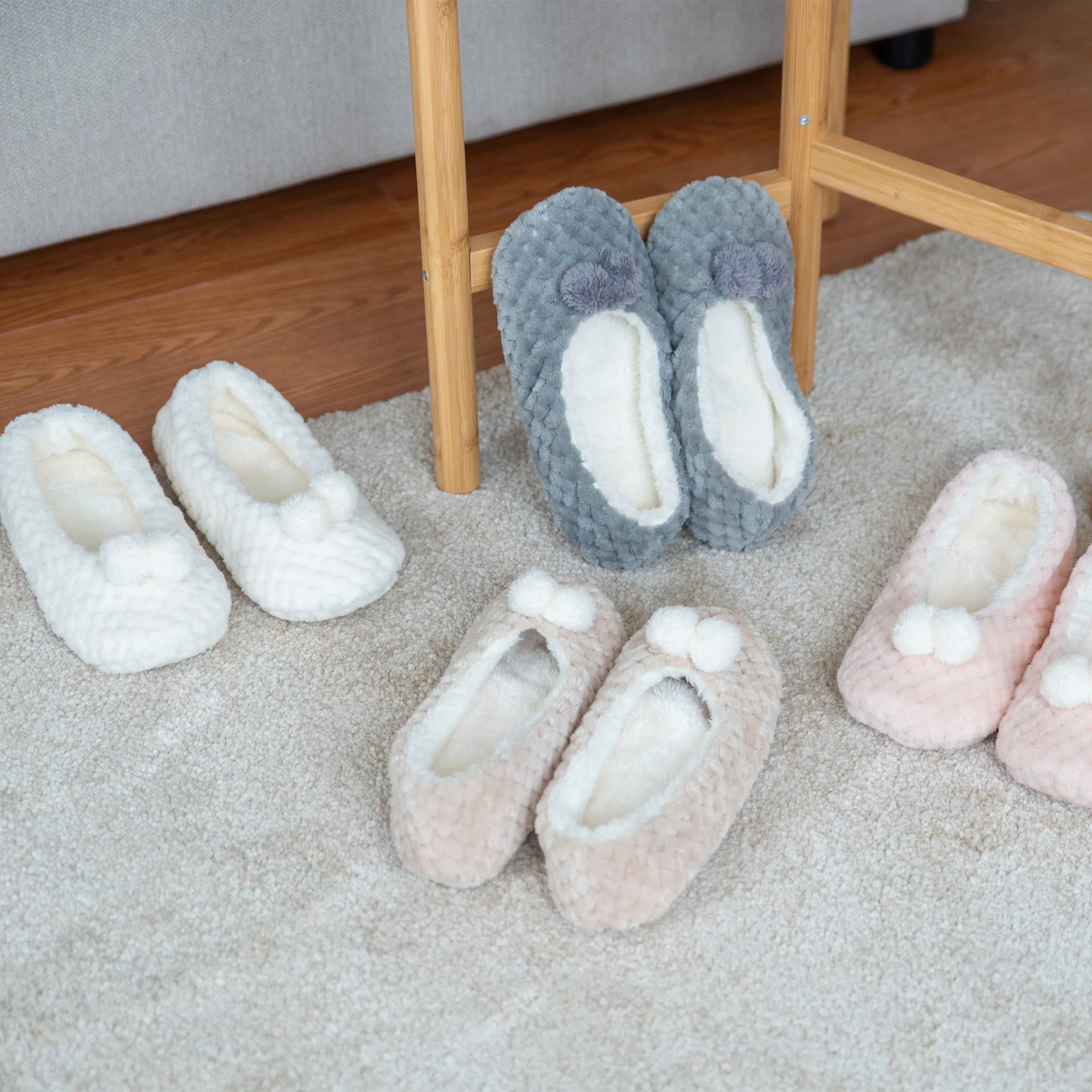 Sock with Non Non-slip Foot Warmers Sock Slippers Solid Soft Low Knit Ballerina Slipper