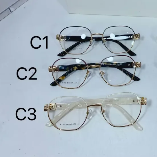 Hot Latest Women Fashion Gold Metal Glasses Frames Double Bridge Aviation Stainless Steel Eyeglasses Frame for Reading