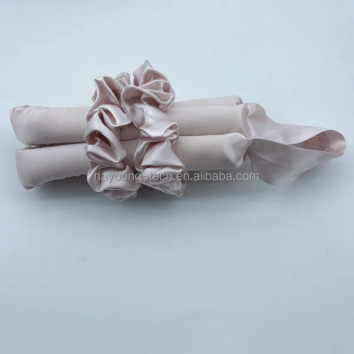 Custom logo Lazy Flexi Rods Magic Hair Curler Without Heat Soft Real Mulberry Silk Headband Curlers
