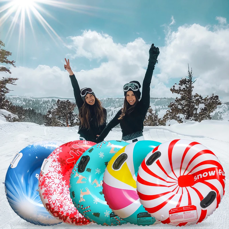 PVC Inflatable Ski Ring for Winter Thickened Cold-resistant Adult-Child Sports Complete Color Outdoor Ski Snowboard Snow Tubes