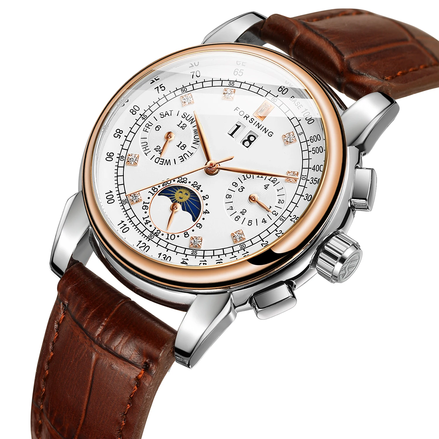 Small Size Moon Phase Quality Ladies Automatic Watch Genuine Leather Luxury Lady Elegant Dress OEM Mechanical Watches for Women