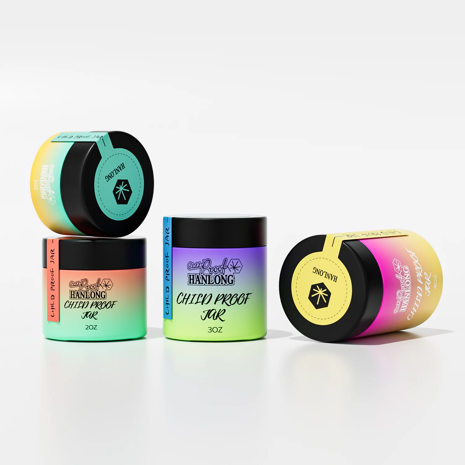 1oz 2oz 3oz 4oz Custom Label Printing Child Resistant Packaging Smell Proof Container Child Proof Glass Jar With CR Lid