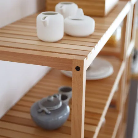 Five-story kitchen wooden storage shelf rack home shoe rack