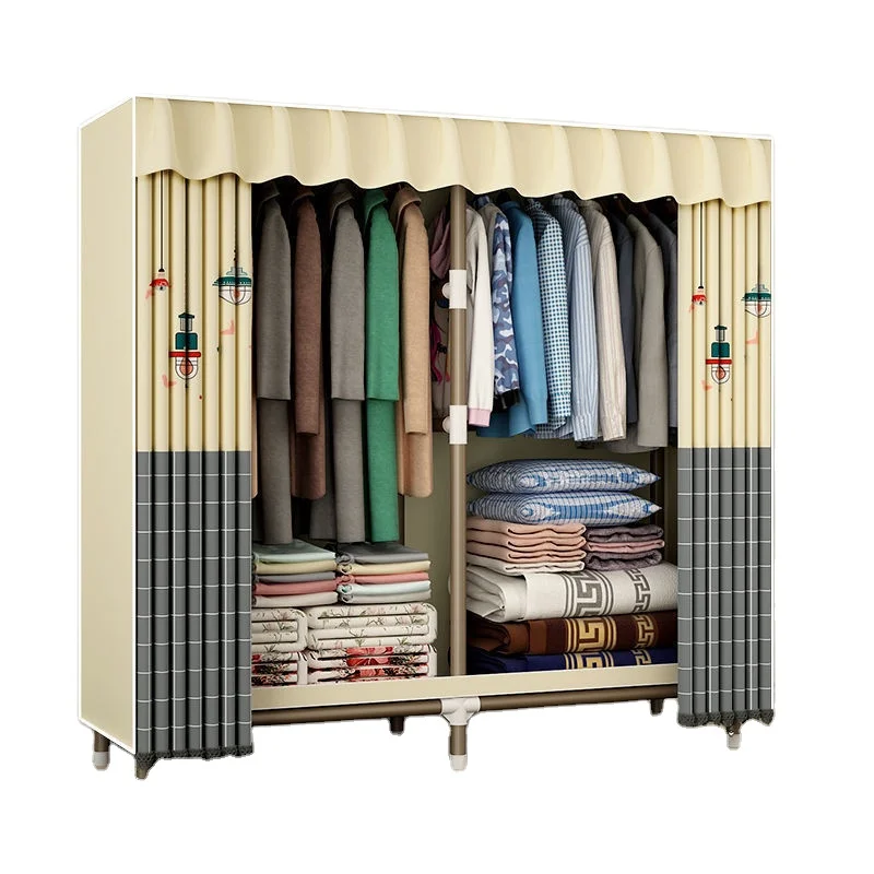 fashionable and simple all-steel frame durable Cloth wardrobe simple bold thickening reinforcement household bedroom rental room