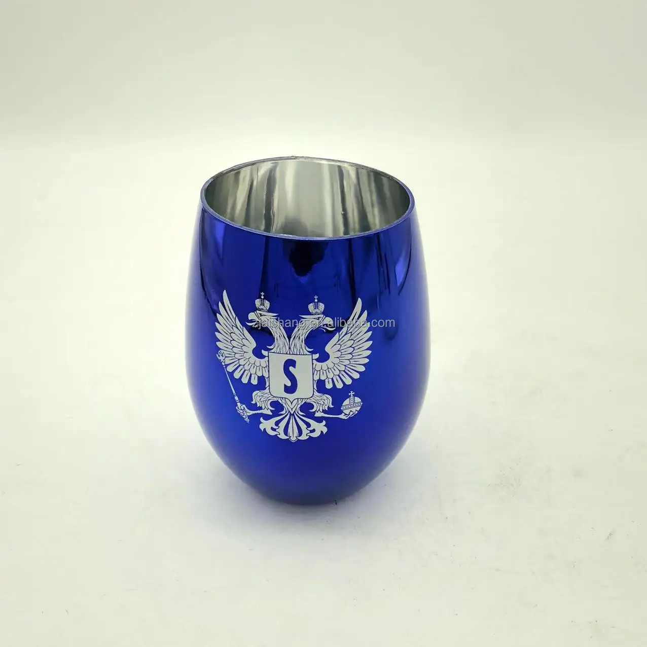 Promotional 8oz/12oz/16oz BPA Free PET Stemless Plastic Wine Glass with electroplating finishing