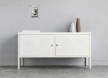 Small household steel TV cabinet rental room bedroom simple pure white metal iron art TV storage locker