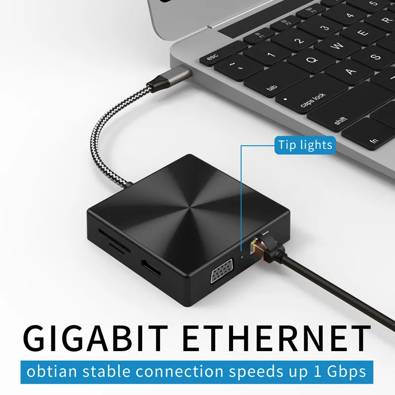 Usb c концентратор 10 в 1 Тип с ethernet 1000 Мбит/с гигабитный 3 порта USB/SD/TF Аудио для Macbook Pro Air