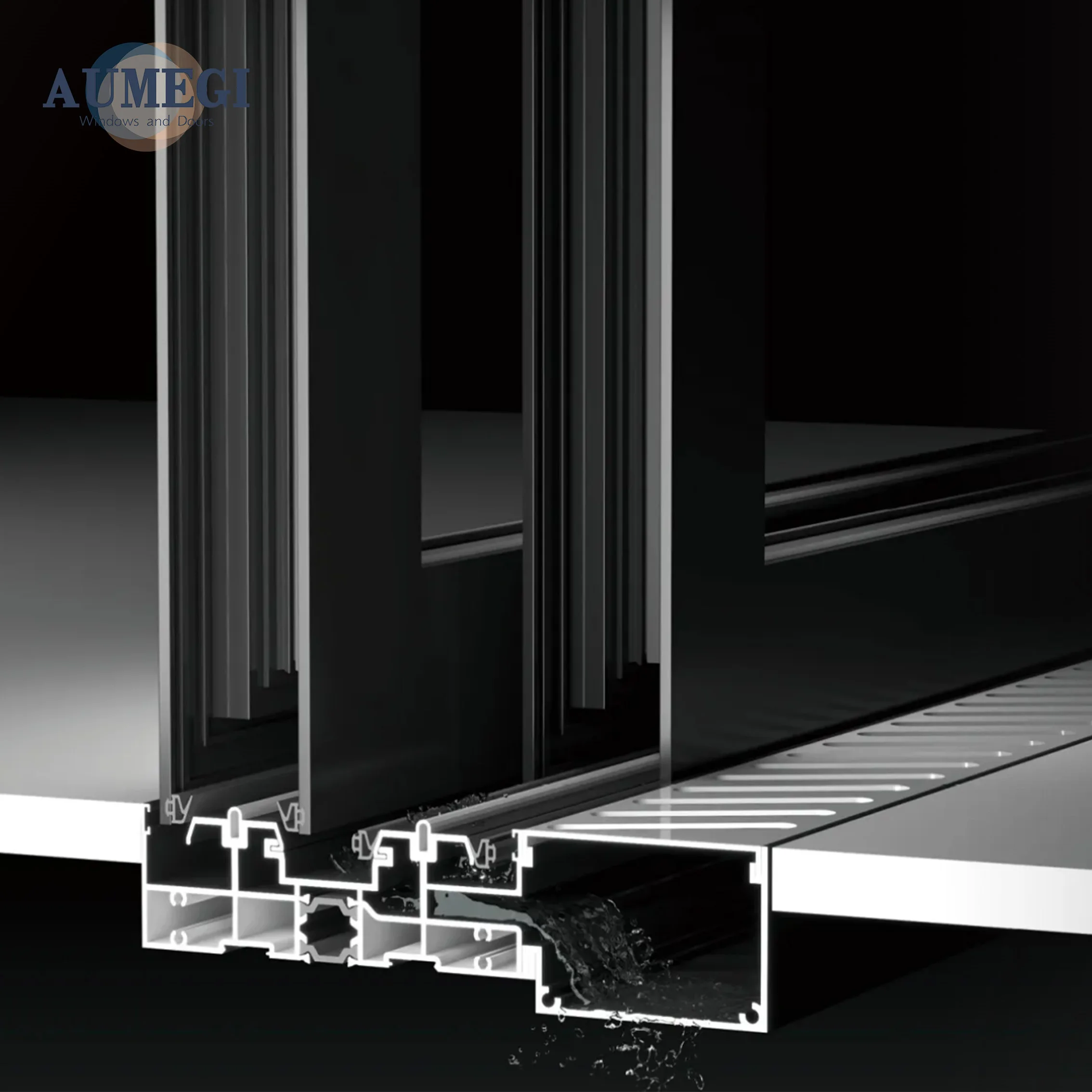 AUMEGI Sliding Door Models And Prices Balcony Track Waterproof Exterior Double Sliding Door