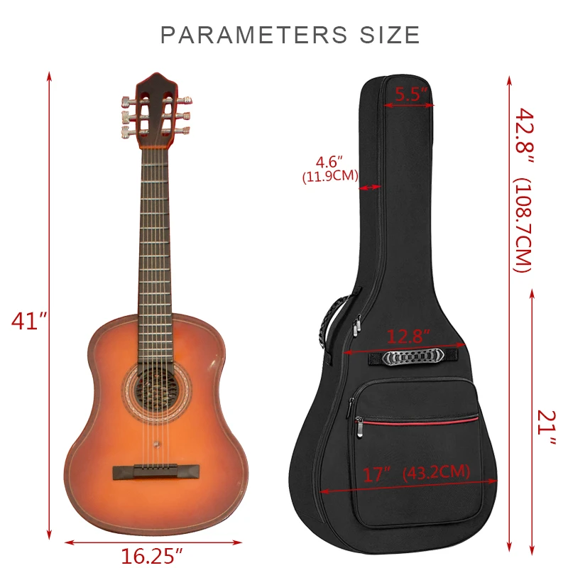 Custom Music Instruments Case Travel Music Guitar Gig Bag Waterproof Soft Guitar Bag With Pocket
