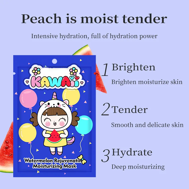 Selling Watermelon Flavor Hyaluronic Acid Moisturizing Cotton Mask