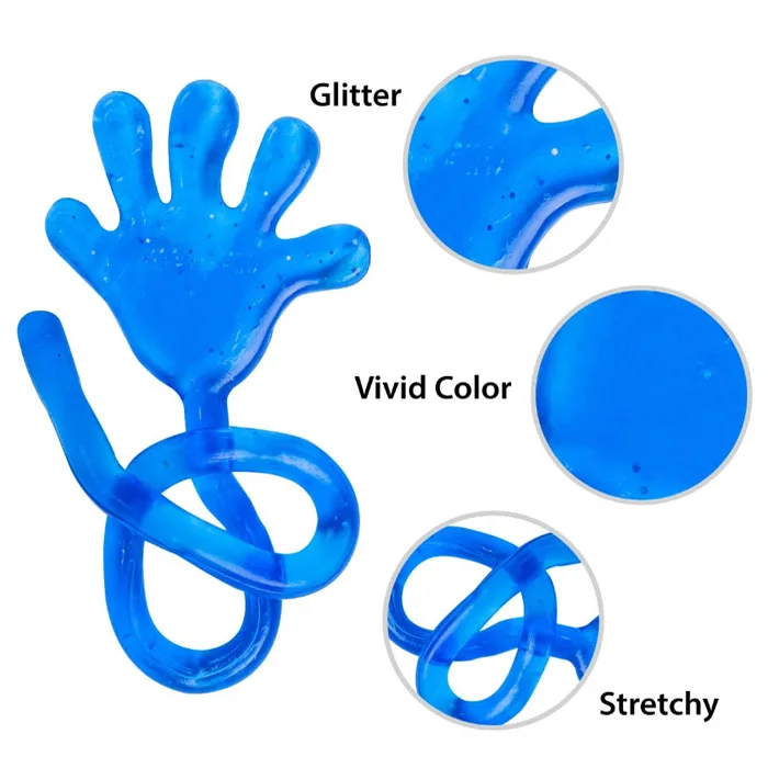 Assorted Color Glitter TPR Mini Jelly Stretchy Fingers Sticky Hands Fidget Sensory Toy for Party Favor