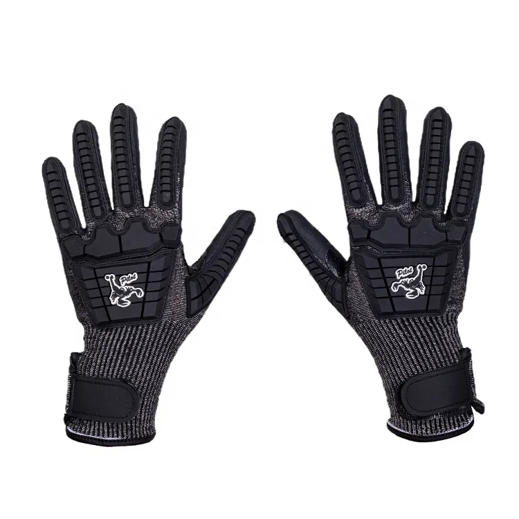 Black HPPE Anti-Impact Safety Gloves Coated Foam Nitrile Palm Thumb Crotch Reinforced TPR Back and Fingers Mechanical Anti-Cut