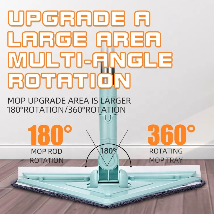 Magic 360 Spinner Triangle Shape Floor Scraping Water Wet Dry Broom Swob Flat Mop