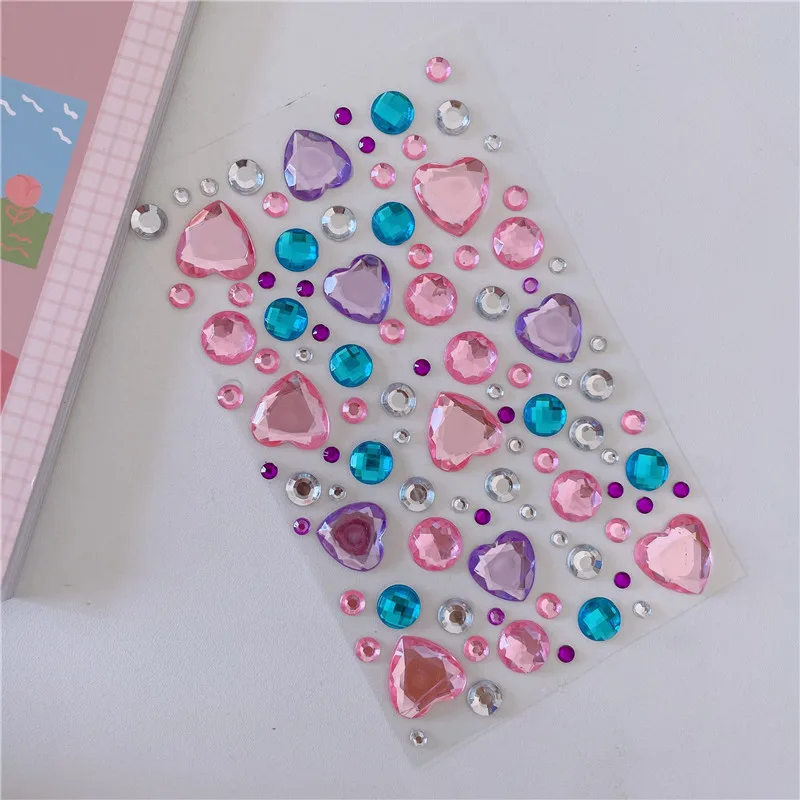 Custom Multi color self adhesive rhinestone shaped crystal diamond gem stickers