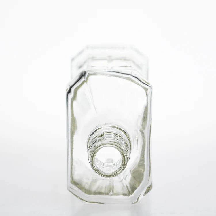 OEM Logo Printing 180 ml 6 oz Flat Square Rum Wine Bottles Clear Brandy Bottle Glass Spirit Bottle