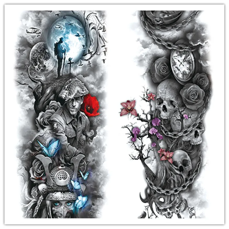 New 3D Temporary Tattoo Halloween Classic Design Henna Tattoo Stickers Water Proof Black Temporary Tattoos Wholesale