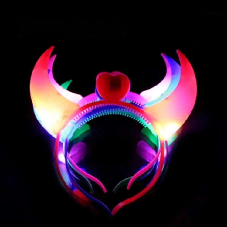 Light Up Devil Horn Headband LED Halloween Devil Glow Horns Headband Halloween Event Supplies Party Favors