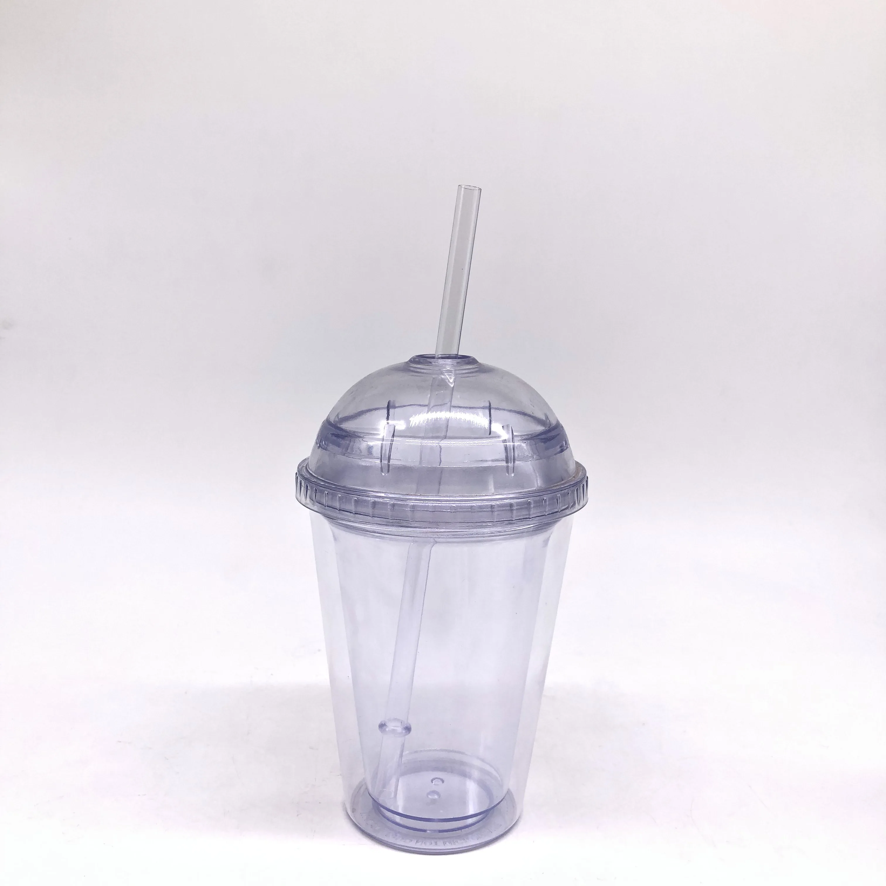 Wholesale 12Oz Custom Logo Reusable Clear Plastic Tumbler With Straw