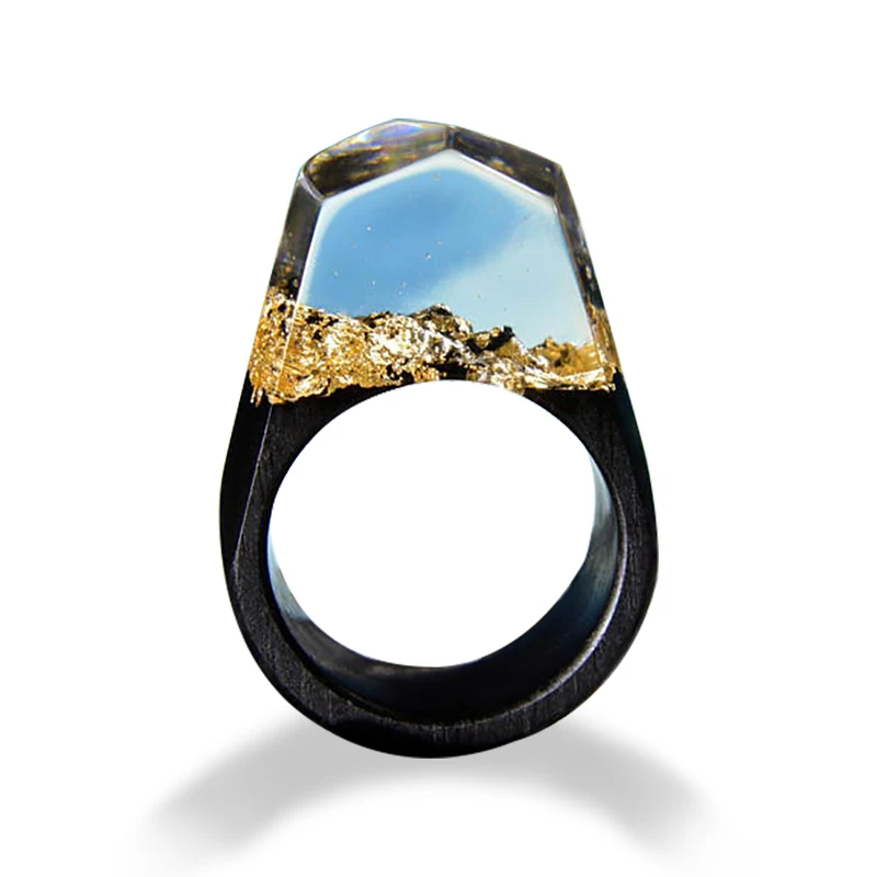  High quality beautiful natural resin wooden ring fashion jewelry