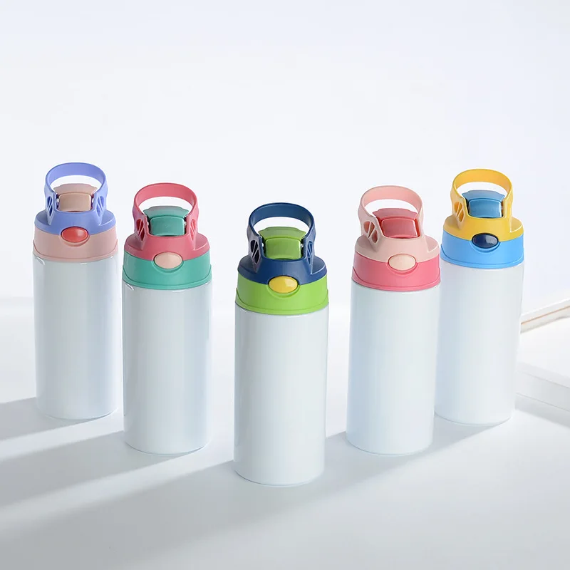 
Wholesale Kids stainless steel sublimation sippy bottle small straight and tapered children DIY tumbler with straw lid 