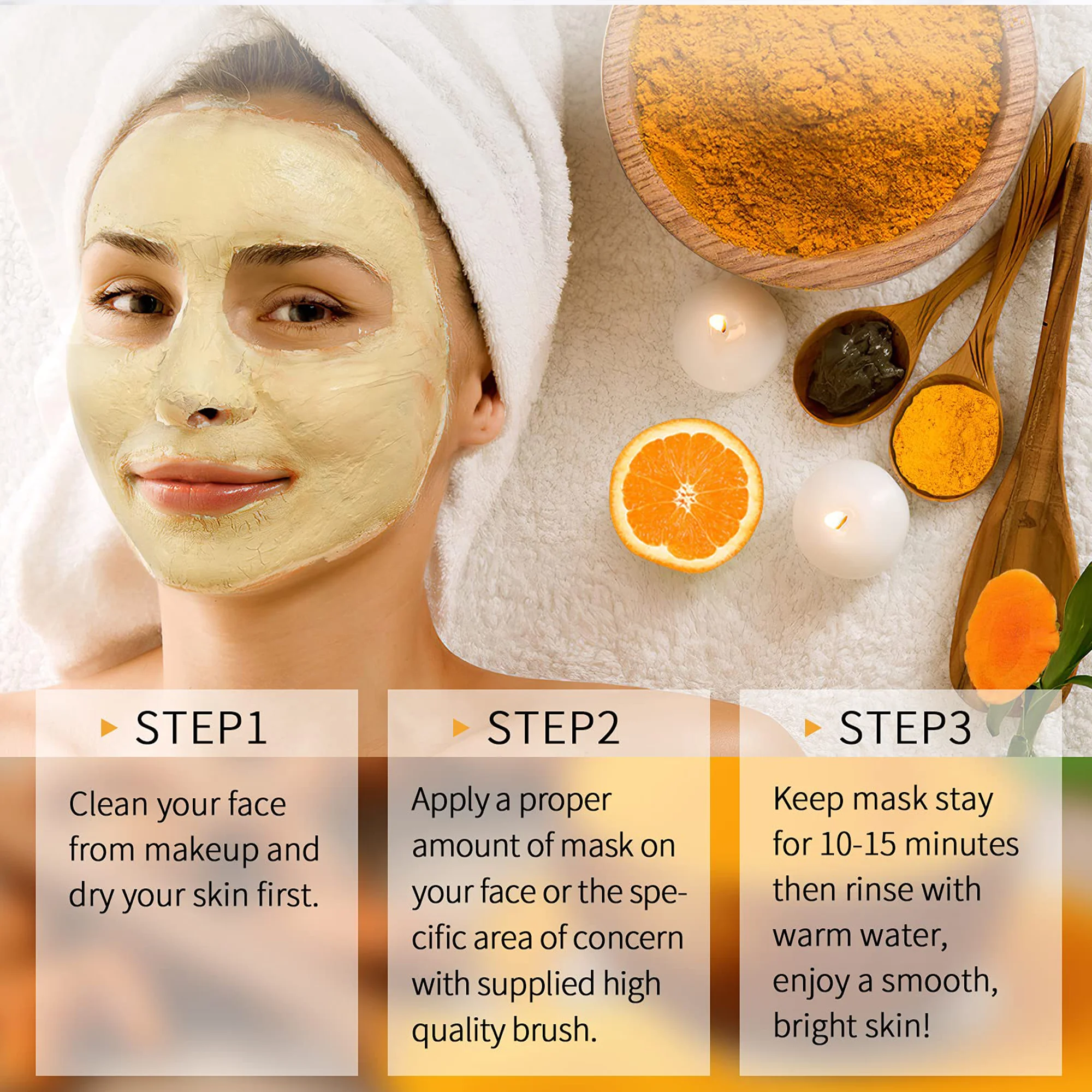 Private Label Skincare Facial Vitamin C Infused Kaolin Clay Turmeric Collagen Targets Dark Spots Dull Skin Oil Pores
