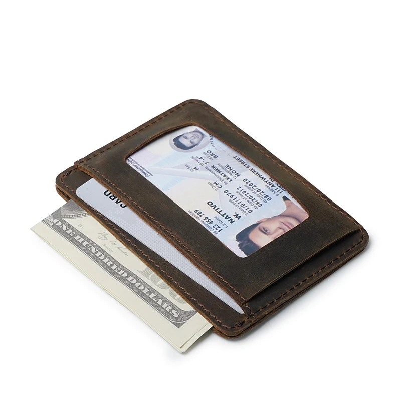 Full Grain Leather Credit Card Holder Wallet, RFID Blocking Leather Slim Wallet, Thin Minimalist Credit Card Case Card Protector
