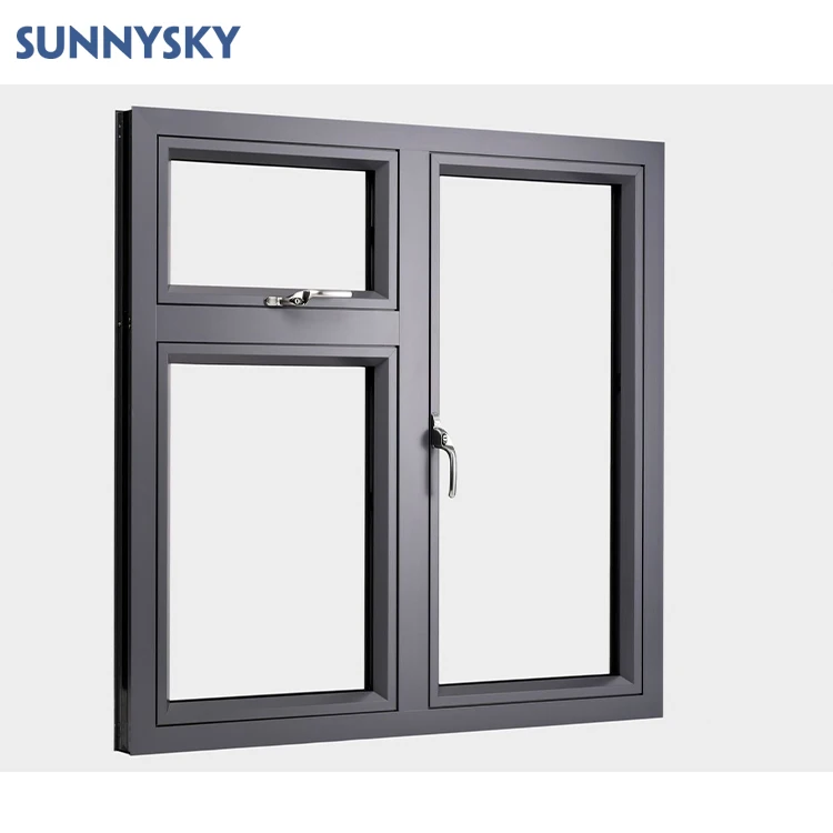 Современные стеклянные окна Sunnysky NFRC с решеткой радиатора алюминиевые терморазрывом Ураганные наклоном и поворотом
