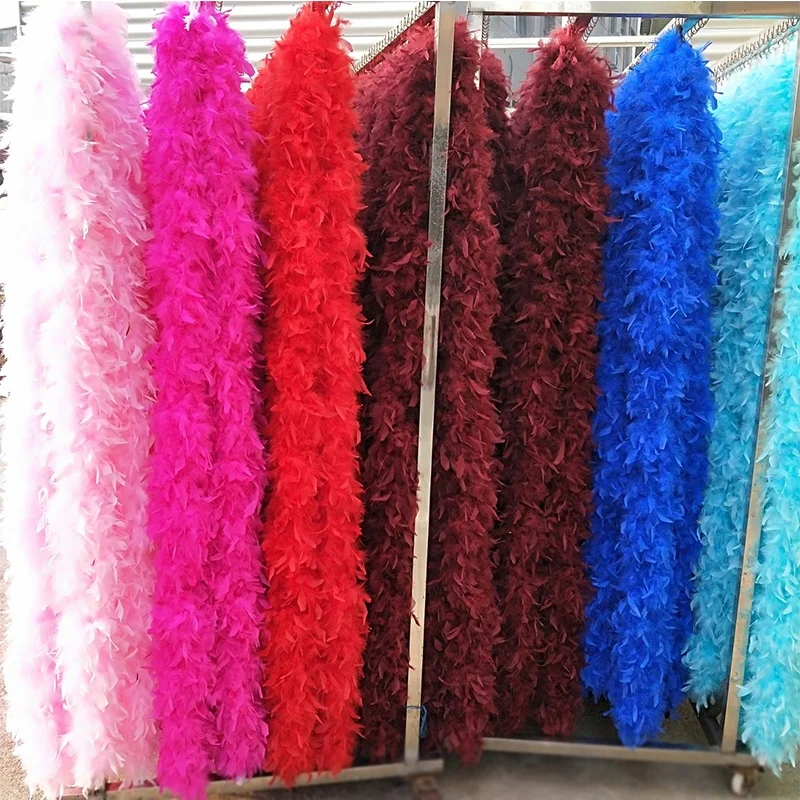 Colorful Fashion rainbow ostrich feather boa Fluffy Turkey Chandelle Feather Birthday Boa Decorations