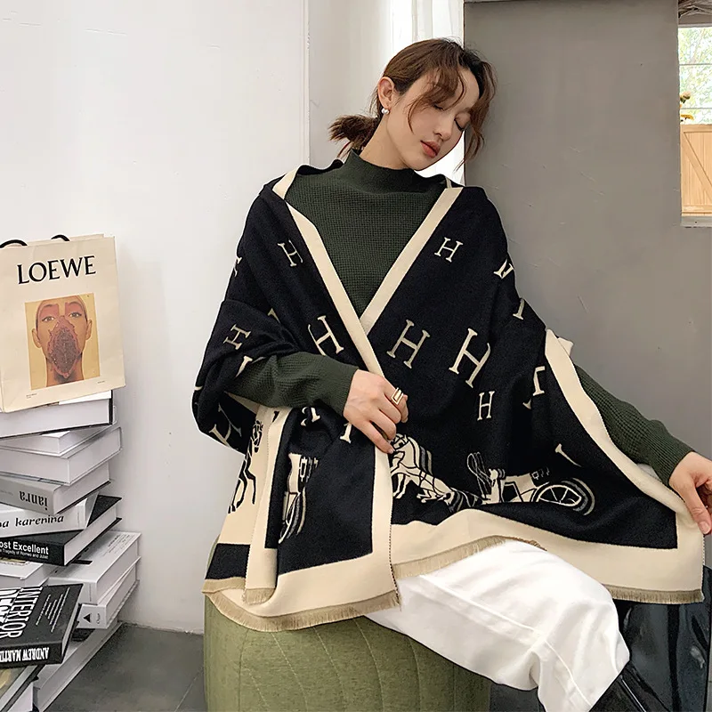  Новинка 2020 модные женские теплые шарфы с логотипом дешевый женский зимний Фирменный шарф из искусственного кашемира