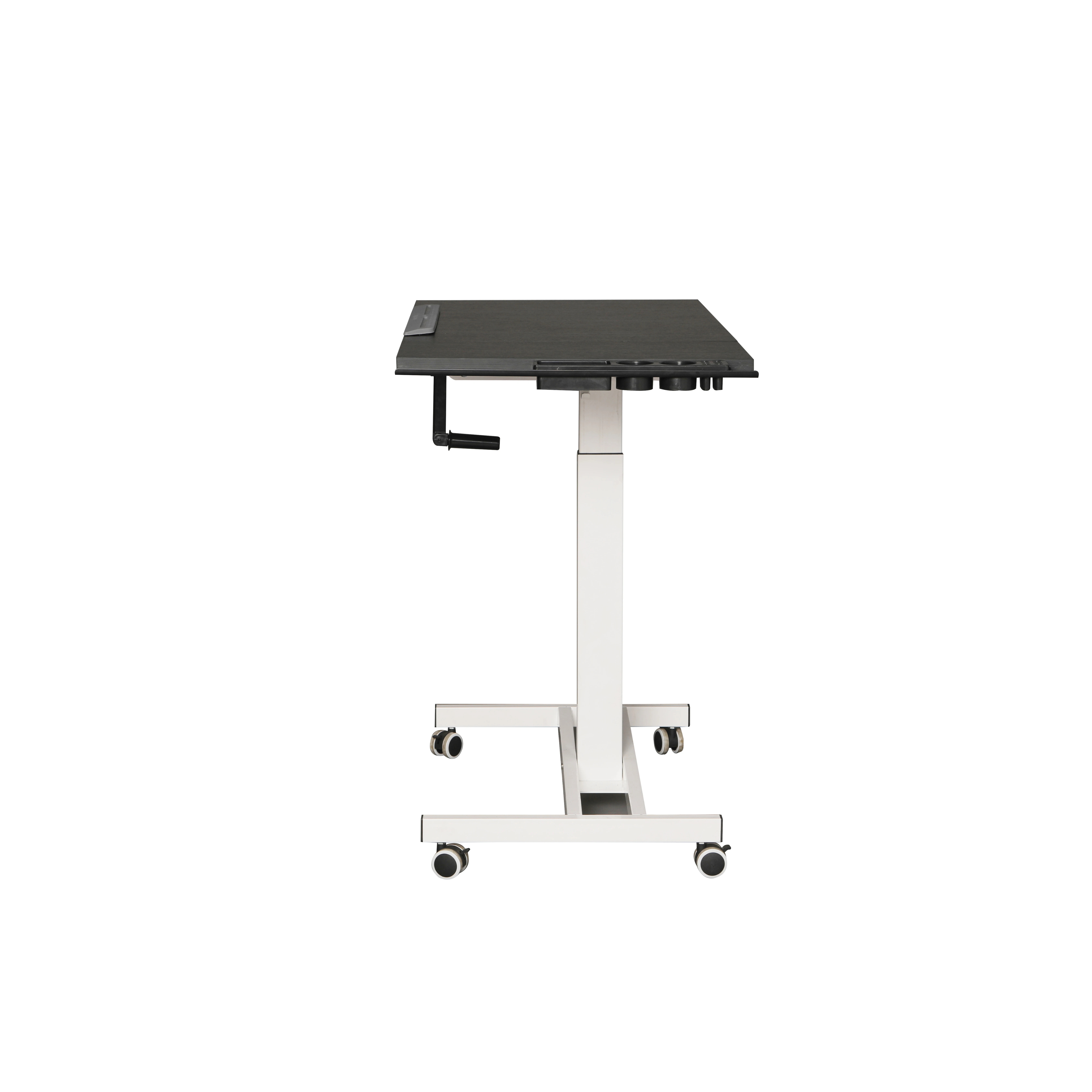 hand crank adjustable height sit and standing drawing table desk carbon frame