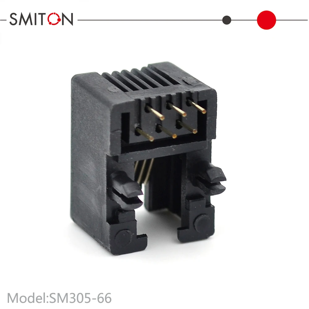 6P6C UTP Cat3 RJ12 PCB Jack Modular Connector