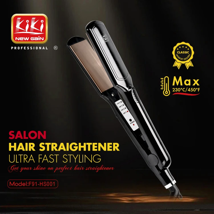 Wholesale Economical Adjustable Temperature PTC Heater Hair Straightener Brush Titanium Wide Plate Hair Straightener for Salon