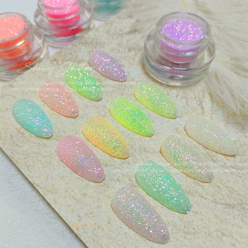 Popular Pastel Color Nail Glitter Powder 12 Colors Bulk Nail Art Pigment